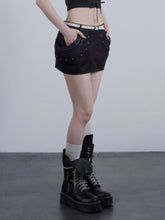 Stud Pocket Mini Skirt Black Denim