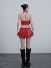 Qipao Corsetry Top Red Leather