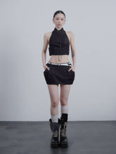 Qipao Corsetry Top Black Denim