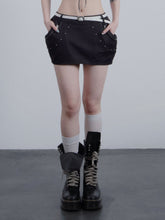 Stud Pocket Mini Skirt Black Denim