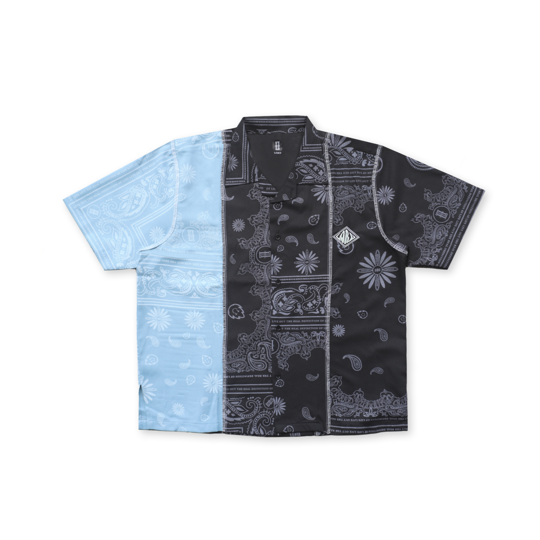 LORD paisley patched shirt  - BLACK BLUE